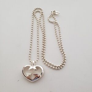 Gucci Sterling Silver Heart Pendant Necklace